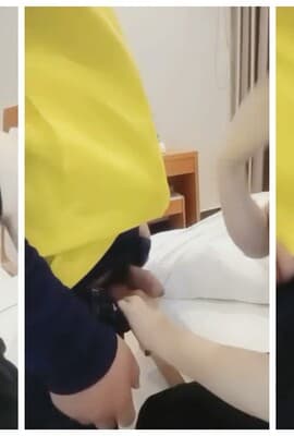 长得像香港演员万倚雯气质美少妇旅馆叫外卖勾搭害羞的美团外卖小哥啪啪对白有趣1