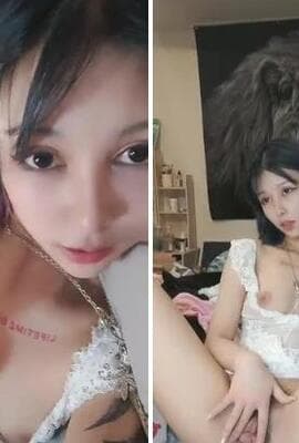 高颜值短发纹身妹子和粉丝视频自慰，透视装粉嫩奶子玻璃棒快速抽插，自摸呻吟娇喘非常诱人!